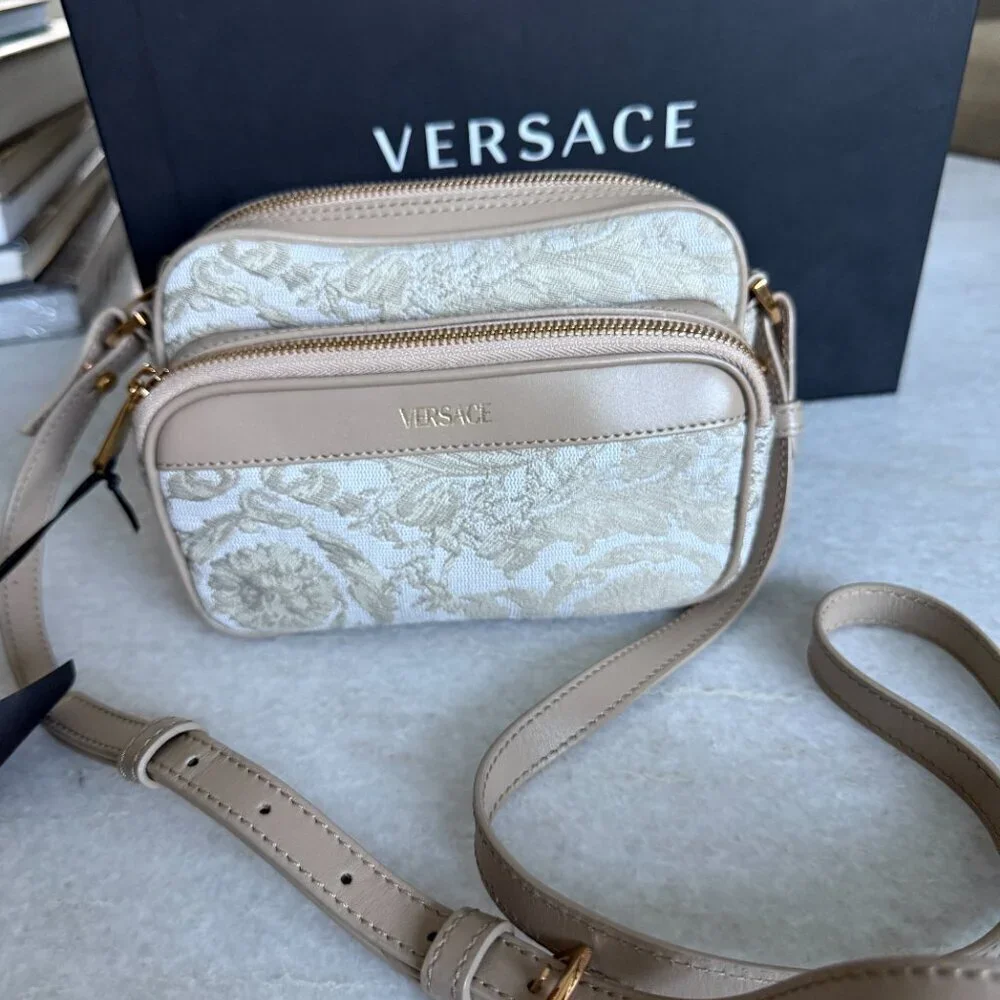 Versace Fabric Jacquard and Leather Bag Crossbody‎ Shoulder Bag, 1012856